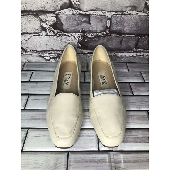 Enzo Angiolini Liberty Ivory Cream Leather Square Toe Loafers Flats Women Sz 6M - Picture 2 of 16
